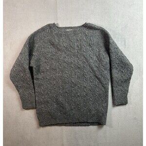 VTG LL Bean Sweater Mens XL Tall  Fisherman Cable Knit Shetland Wool Gray Thick